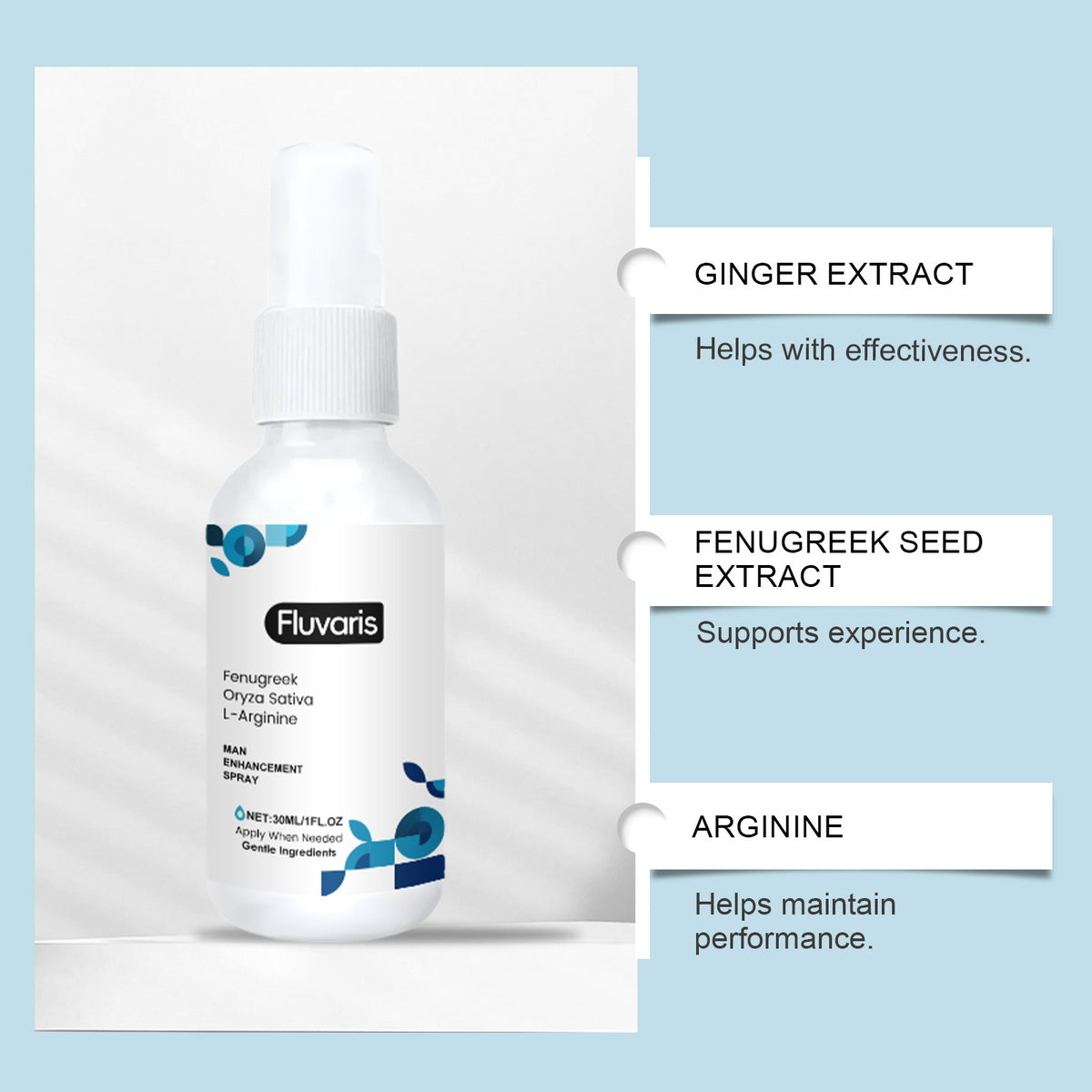 Fluvaris Men's Care Spray Gentle formula nourishes and comforts the skin Lightly invigorates the skin